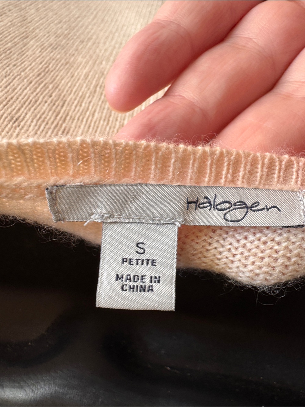 Halogen Wool Cashmere Blend Bow Intarsia Sweater Blush Pink Black Size SP - Picture 6 of 11